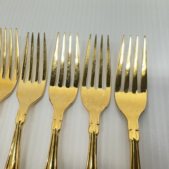 Set Of 10 Oneida Community Gold Beethoven Dinner Forks - Picture 2 of 7